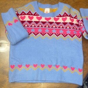Wonder Nation Blue and Pink Fair Isle Sweater